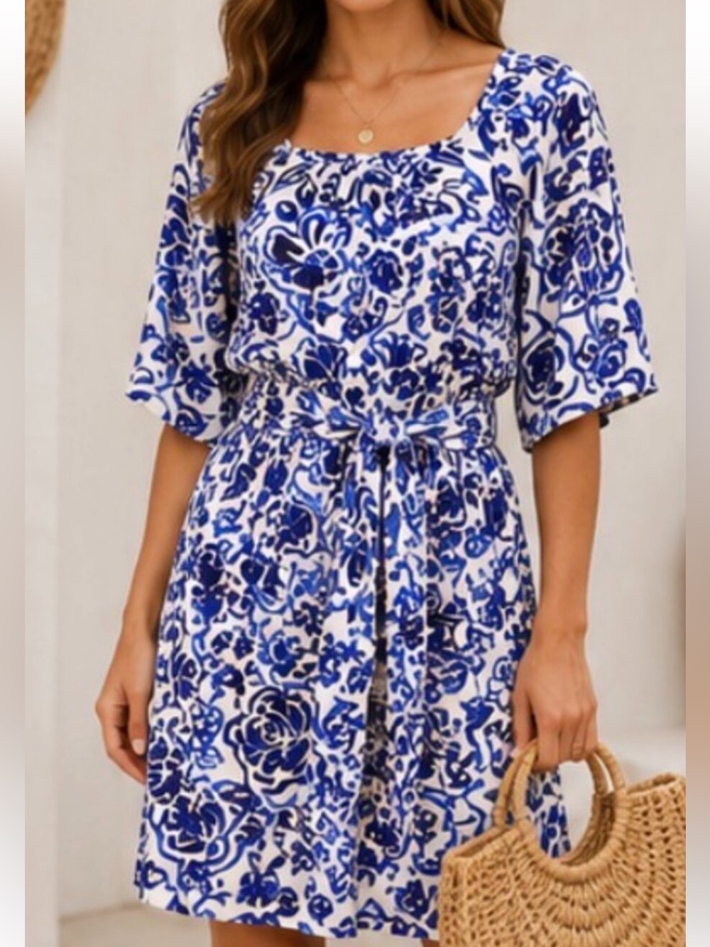 Free Assembly Linen Blend Mini Dress